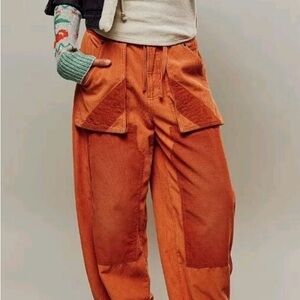 We The Free Burnt Orange Wide-Leg Corduroy Patch Pocket Pants